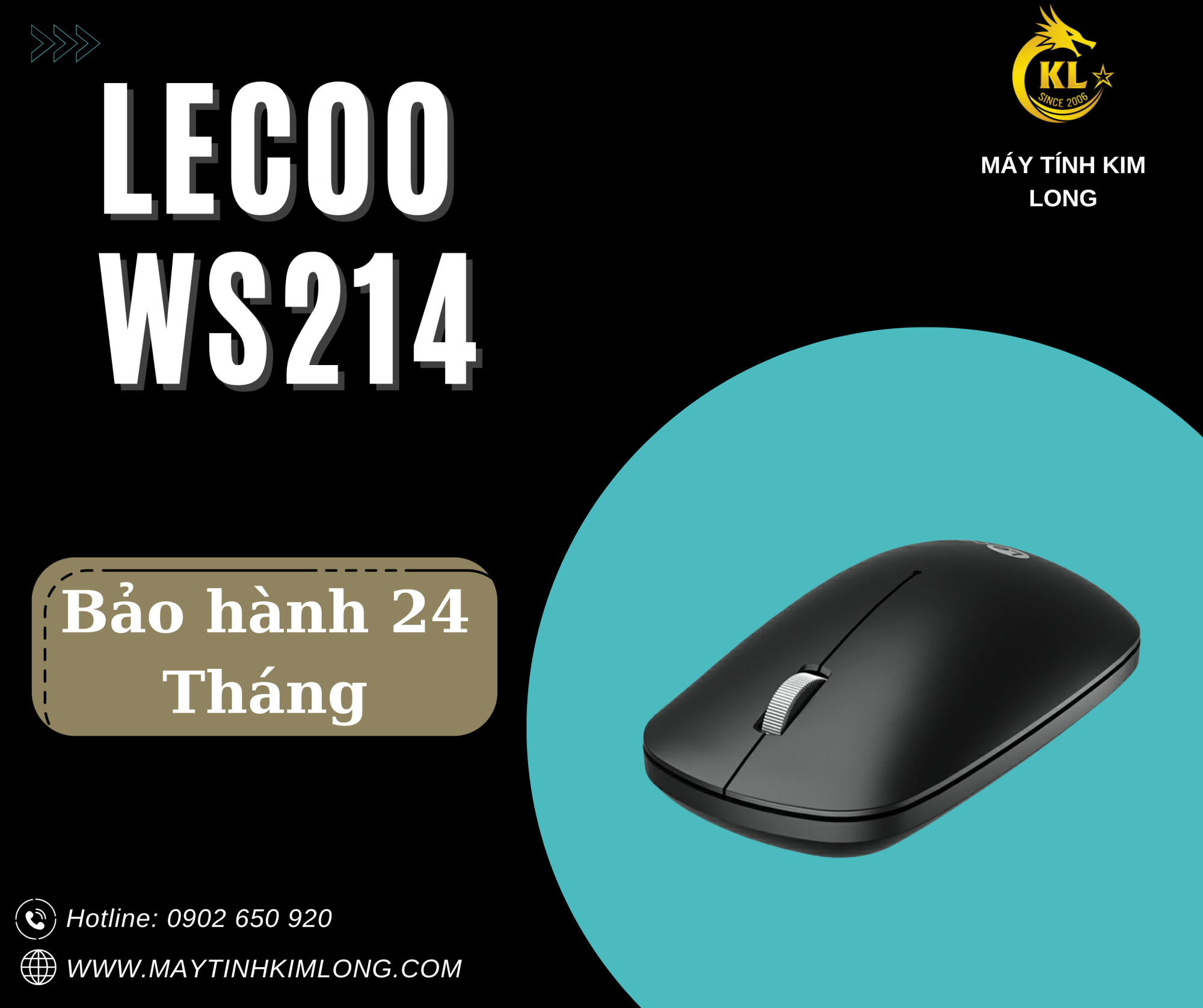 Chuột silent quang không dây Lecoo WS214